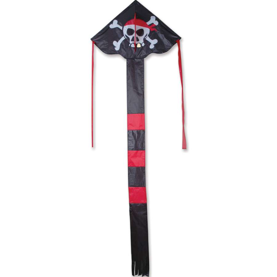 Easy Flyer Kite - Pirate with vibrant colors and appliques, designed for easy flying, showcased soaring in a bright blue sky.