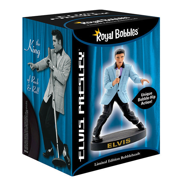 Elvis Presley BobbleHIPS Bobblehead depicting Elvis in 1956 attire from The Ed Sullivan Show, featuring vibrant colors and intricate details.