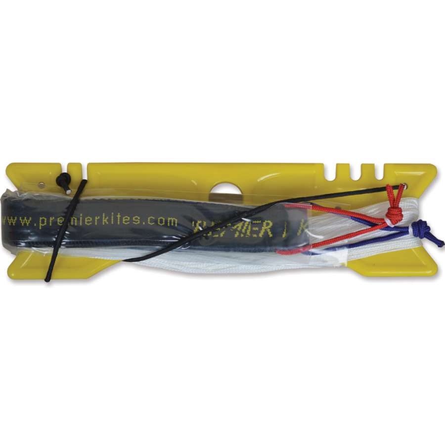 Extracto 100 lb. Dacron Kite Line 80 ft. spool shown on a kite winder, ready for use in outdoor kite flying activities.