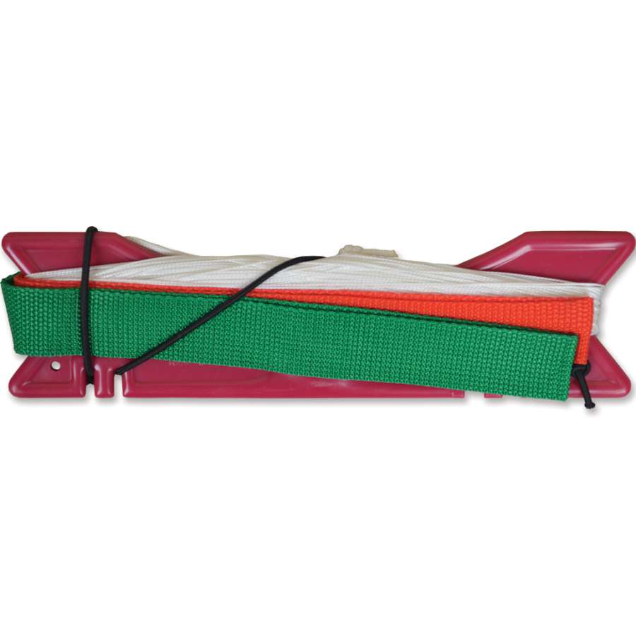 Extracto 45 lb. Dacron kite line wound on a compact winder, displayed with a built-in spar extraction tool, ready for aerial adventures.