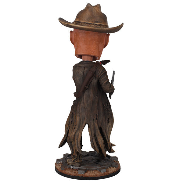 Fallout: The Ghoul Bobblehead showcasing intricate details of a skeletal figure in a cowboy hat and trench coat, standing proudly on a display base.