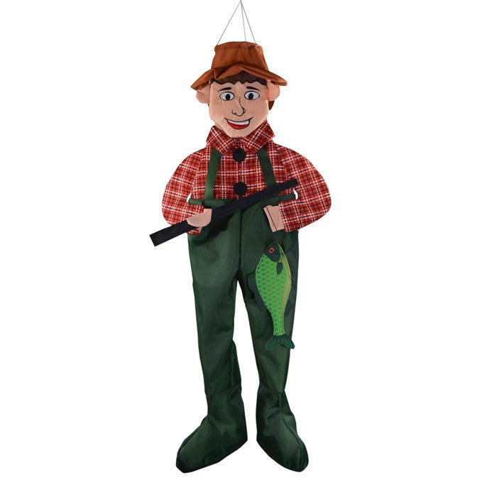 Fisher Fred Wind Friend displayed on a white background, highlighting its whimsical fisherman-themed design.