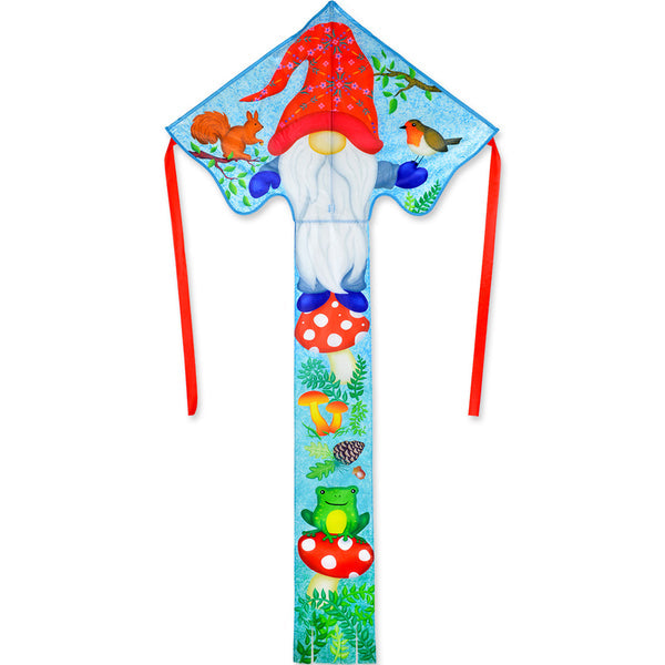 Large Easy Flyer Kite - Gnomes with playful design, perfect for stable flying in winds from 5 to 18 mph.