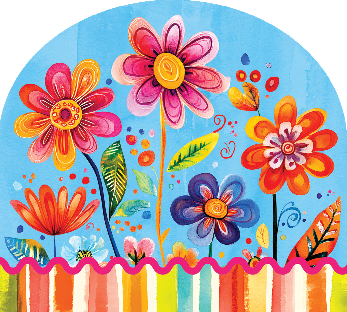Funky Flowers Arbor Mate decorative PVC panel showing colorful flower designs, perfect for enhancing outdoor spaces in spring decor.