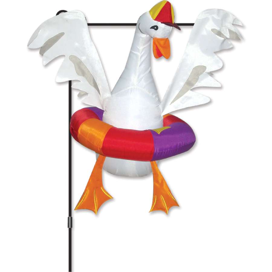 Garden Charm - Duck In A Tube garden decoration featuring a cheerful duck design that spins, perfect for enhancing outdoor landscapes.