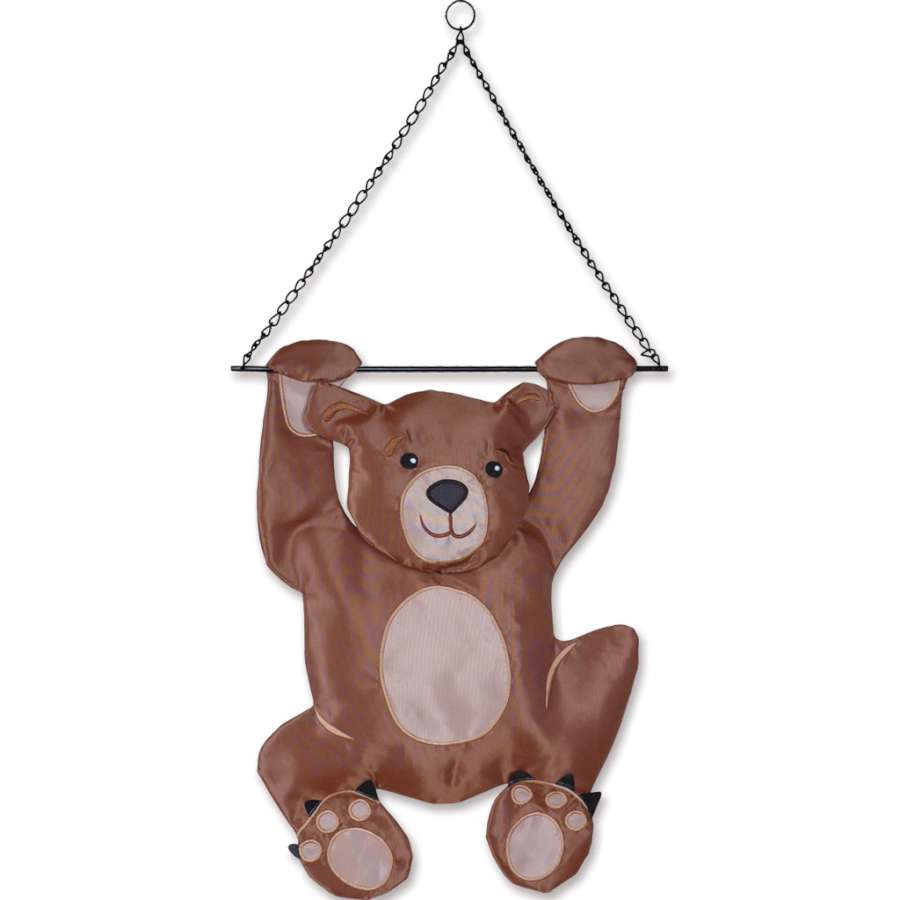 Garden Swinger - Baby Brown Bear colorful design fluttering on a garden flag pole in an outdoor setting, bringing joy to any space.