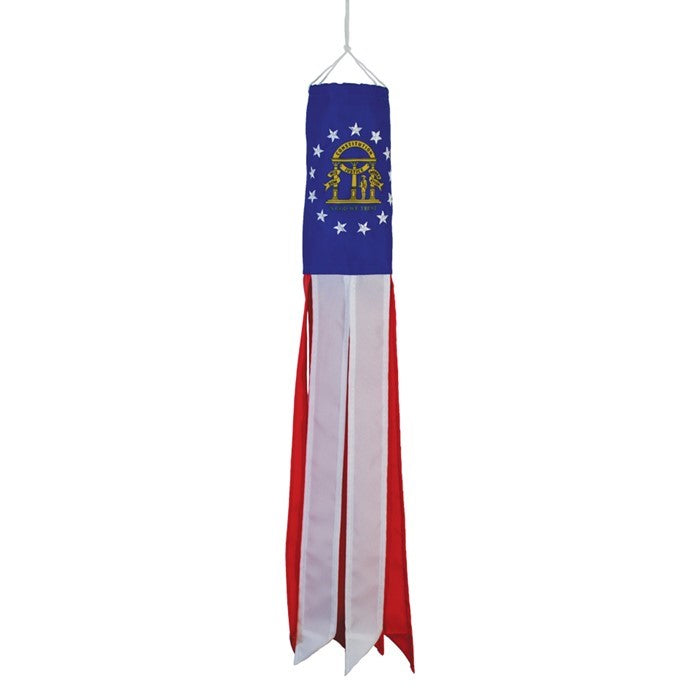Georgia 18-inch windsock featuring bright colors, sophisticated applique, and embroidered designs-perfect for celebrating state pride in your garden or yard.
