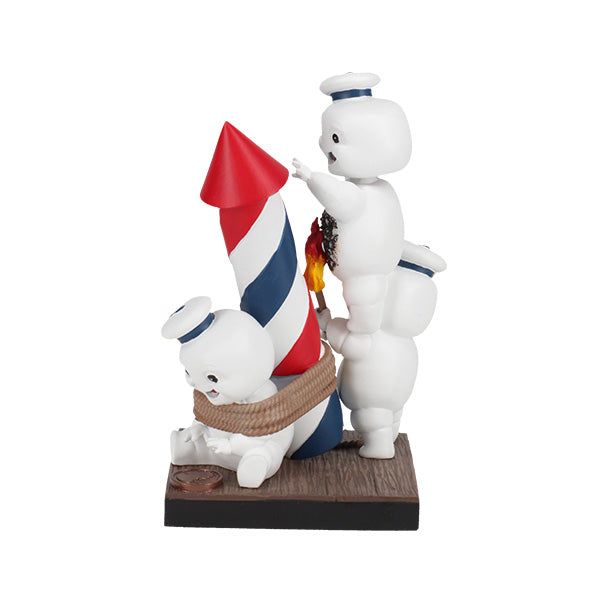 Ghostbusters Afterlife Mini-Pufts Rocket Bobblehead showing mischievous Mini-Puft characters attempting a rocket launch with colorful detailing.