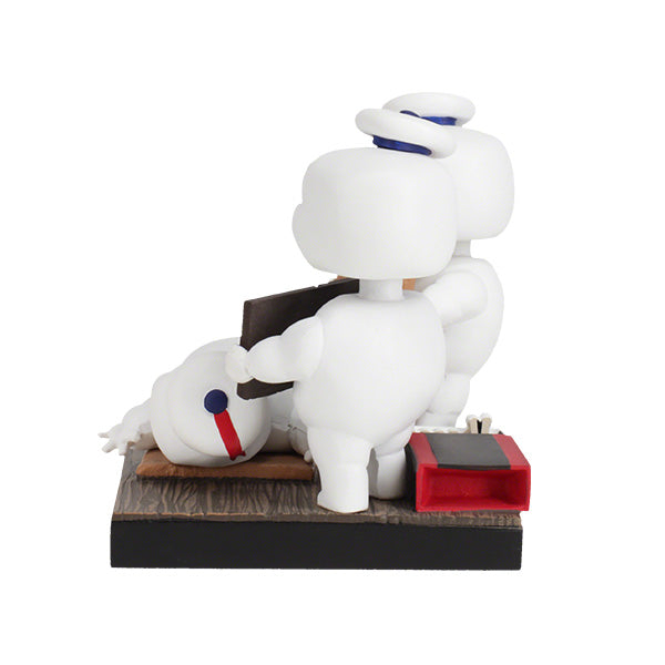 Ghostbusters Afterlife Mini-Pufts S'mores Bobblehead, featuring three adorable Mini-Pufts in dynamic poses holding s'mores, standing 4 inches tall.