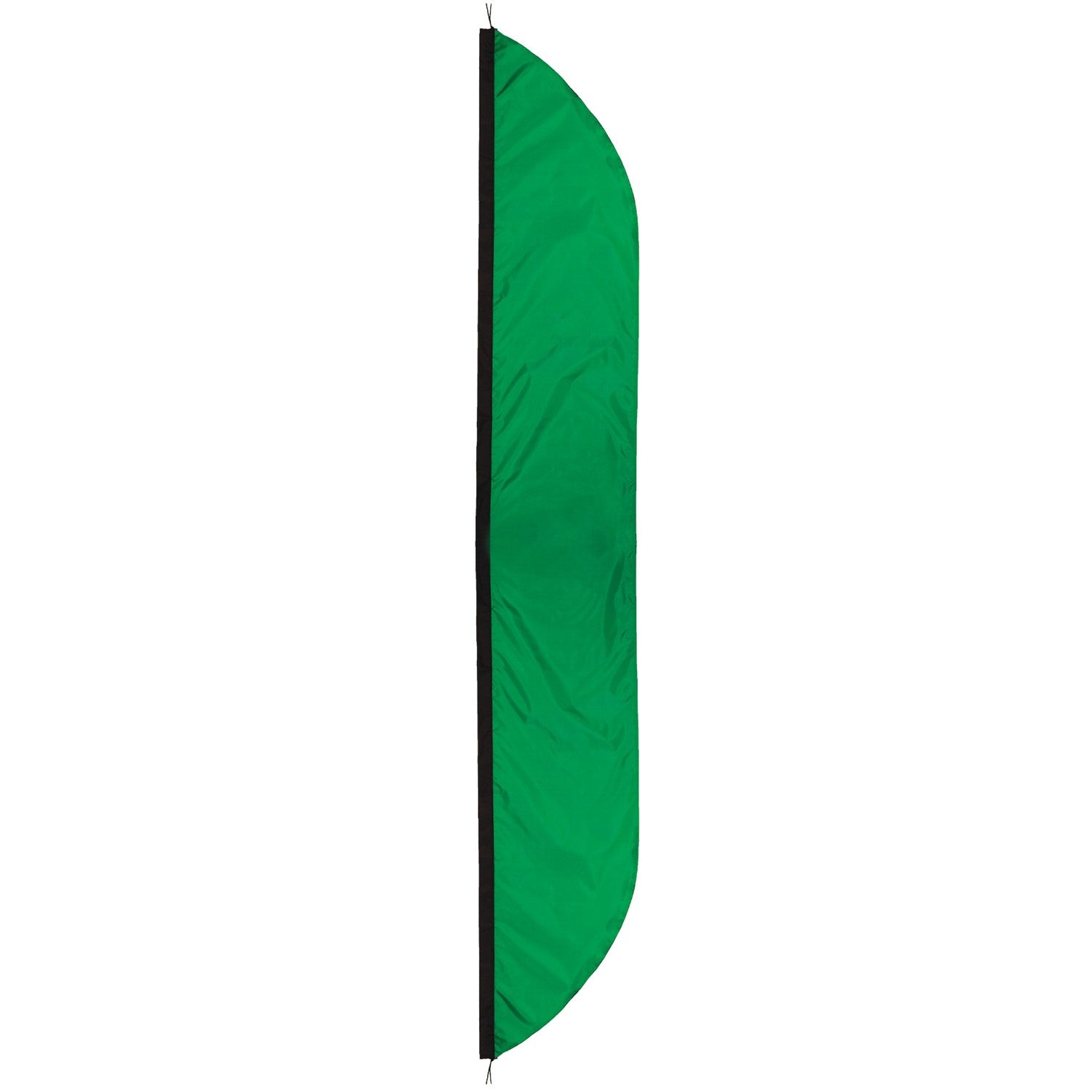 Green 16' Feather Banner displayed outdoors, showcasing vibrant color and elegant movement in the breeze against a clear sky.
