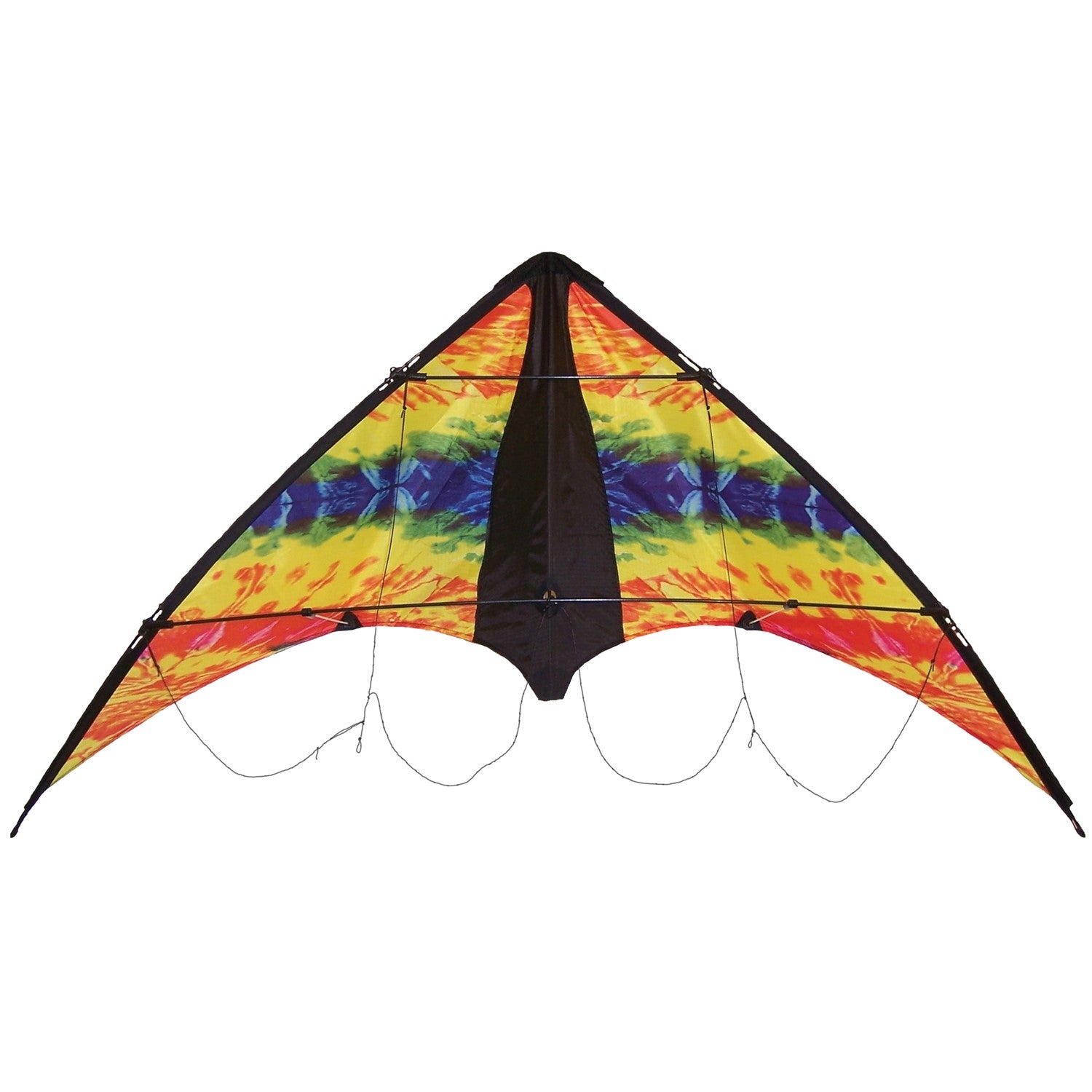 Groovy Stunter 48-inch Sport Kite featuring a colorful colorwave design, soaring against a clear blue sky during outdoor activity.