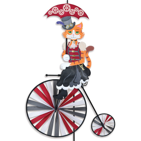 High Wheel Bike Spinner - Steampunk Kitty Cat with whimsical design, perfect for outdoor decor and adding a unique touch to your yard.
