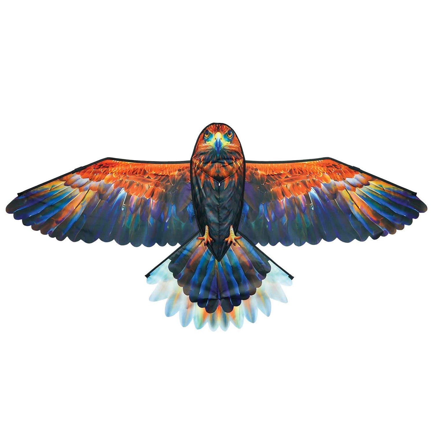 Alt Text: 70" Golden Eagle Kite soaring high with a vivid design, showcasing its impressive wingspan against a clear blue sky.