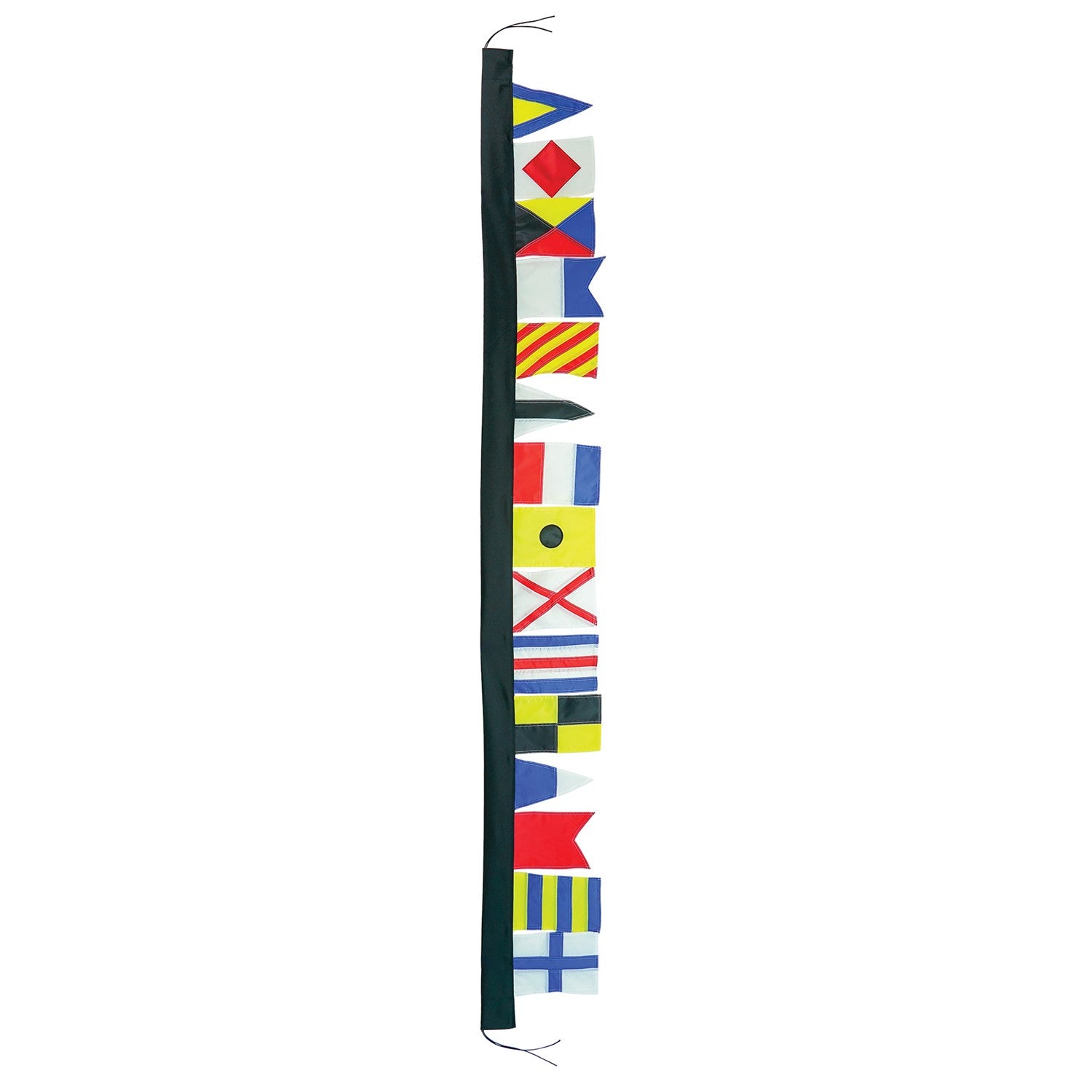Alt Text: 8-foot Signal Flag Pennant Banner showcasing vibrant colored flags fluttering on a pole, ideal for events and businesses.
