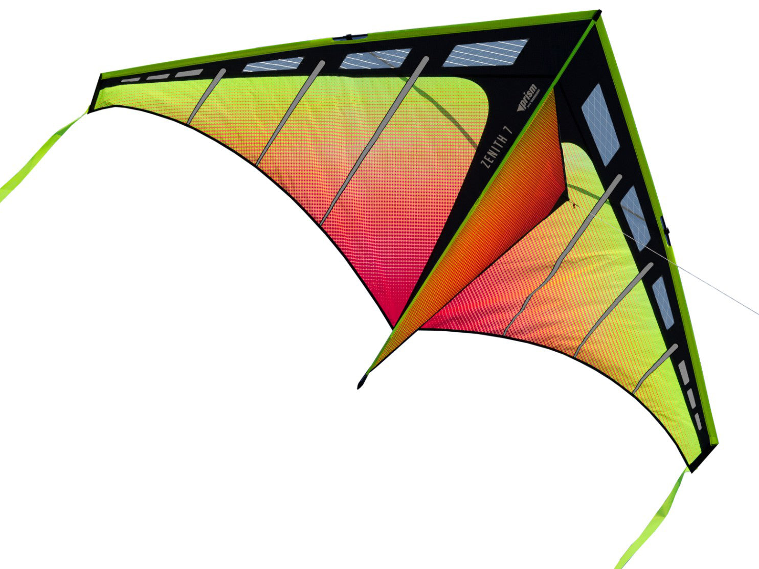 Zenith 7 delta kite with large wingspan, strong pull, and durable frame, perfect for lifting tails and flying in wide open outdoor spaces.
