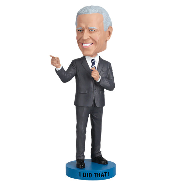 Joe Biden 'I Did That' bobblehead over 8 inches tall, detailed polyresin figure perfect for political satire and collectible display.