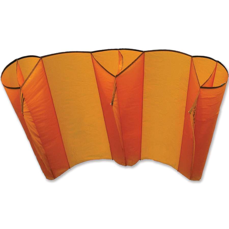 Jumbo Power Sled 36 kite in mango color soaring high in the sky, showcasing its large size of 127 x 59 inches, perfect for aerial displays.