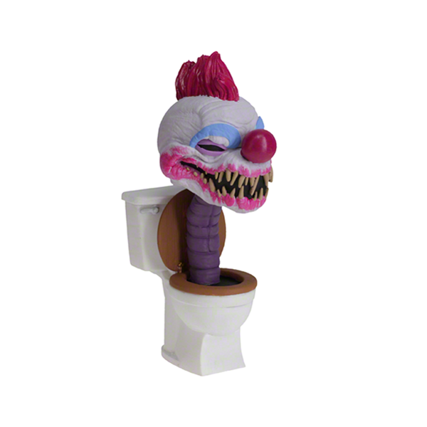 Killer Klowns Baby Killer Klown in Toilet Bobblehead displaying vibrant colors and intricate details, featuring the klown grinning menacingly from a toilet.