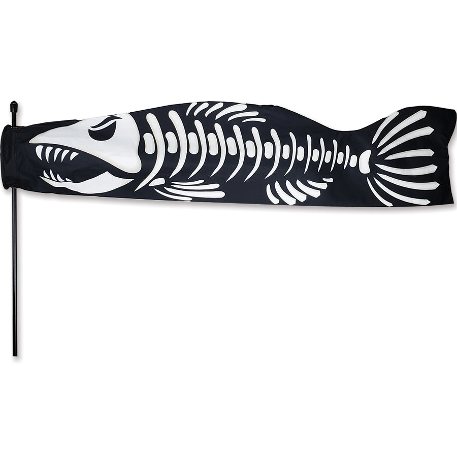Koi Directional Windsock standing 6 feet high, showcasing a colorful fish design rotating in the breeze in a garden setting.