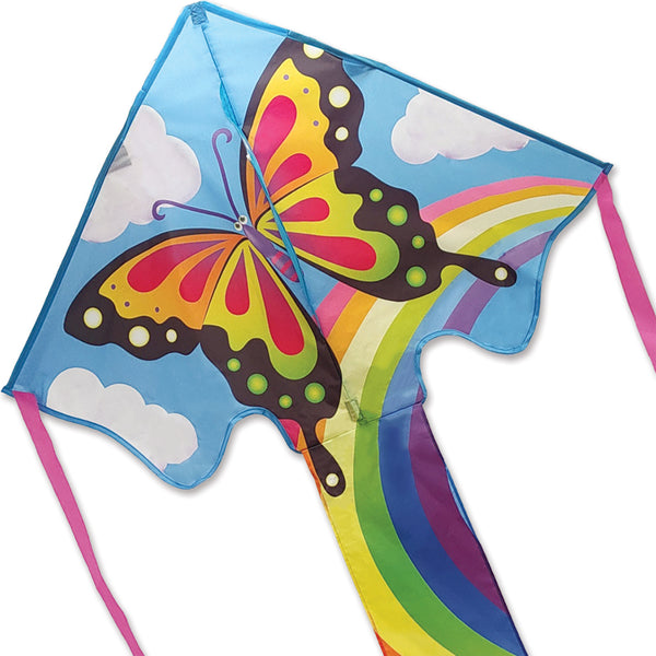 Large Easy Flyer Kite - Pretty Butterfly with vibrant design, perfect for stable flying in winds from 5 to 18 mph.