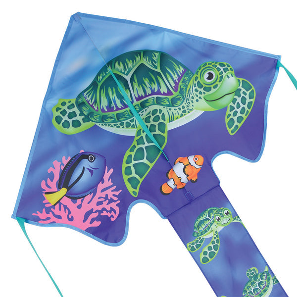 Large Easy Flyer Kite - Sea Turtles with vibrant design, perfect for stable flying in winds from 5 to 18 mph.