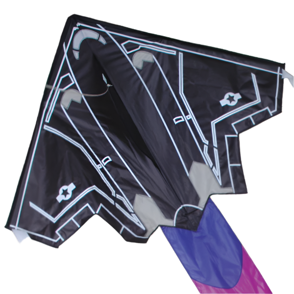 Large Easy Flyer Kite - Stealth Bomber with sleek design, perfect for stable flying in winds from 5 to 18 mph.