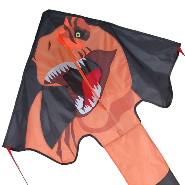 Large Easy Flyer Kite - Tyrannosaurus with dynamic design, perfect for stable flying in winds from 5 to 18 mph.