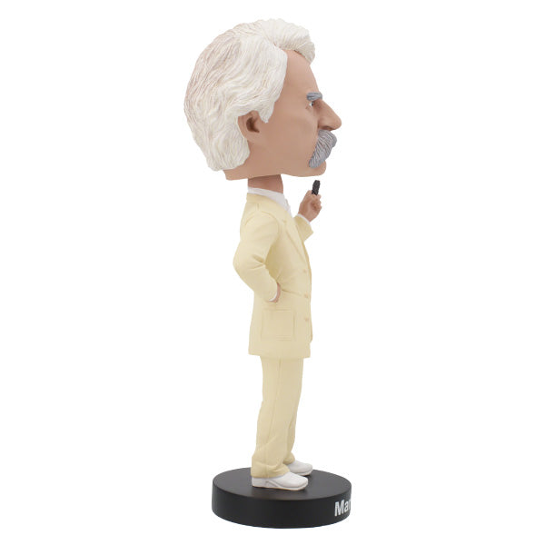 Mark Twain Bobblehead showcasing the author's iconic features, including a suit and boater hat, in a lively and detailed design.