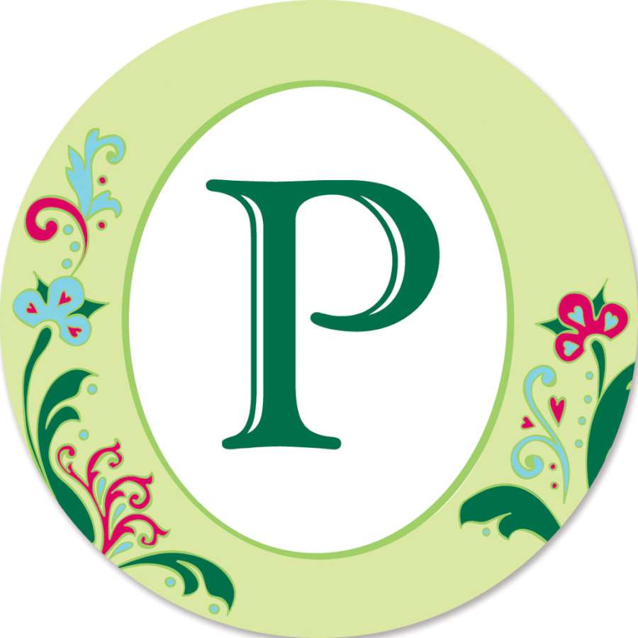 Monogram Triple Spinner - P featuring the letter 'P' displayed in a garden, made with fade-resistant SunTex fabric, spinning in the breeze.
