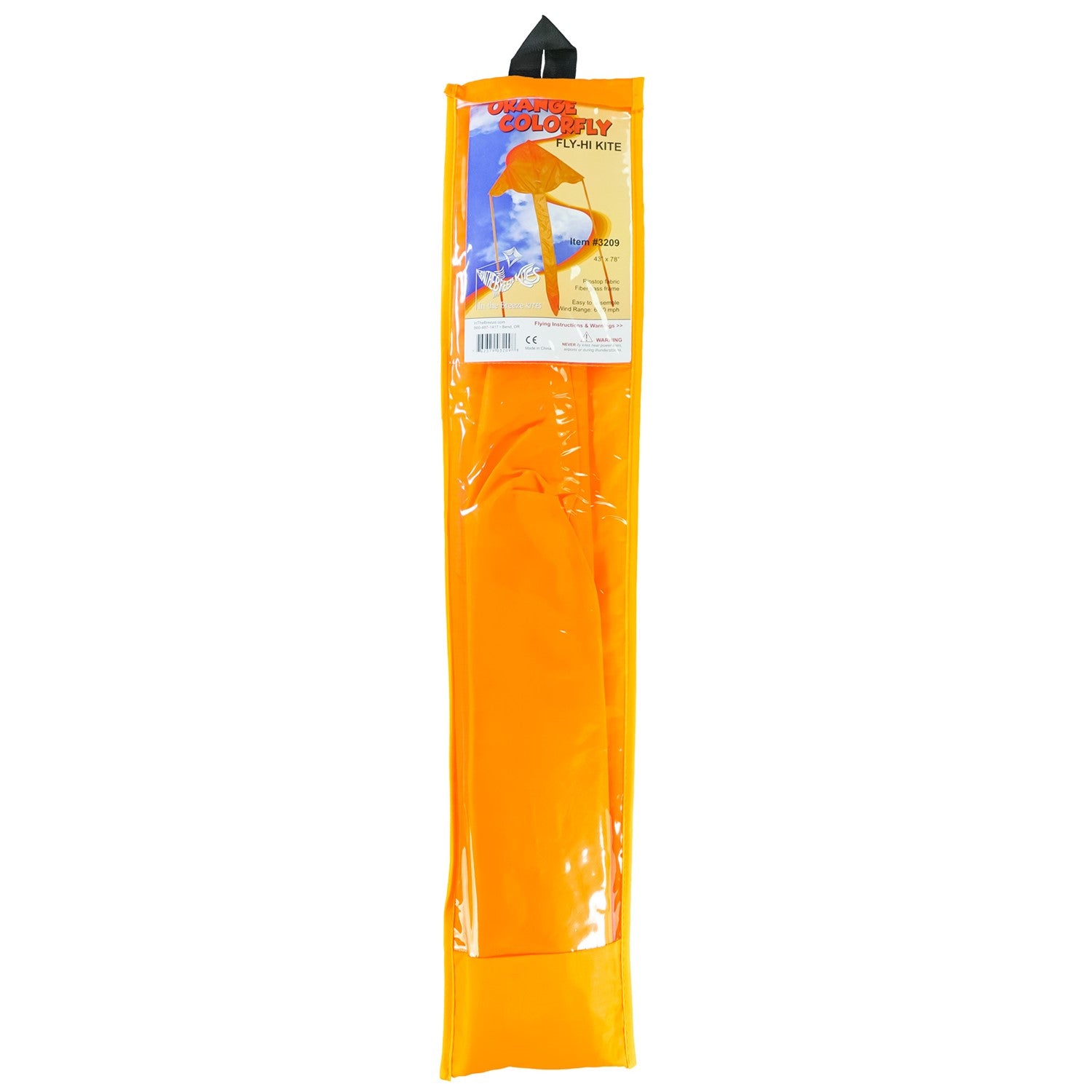 This vibrant Orange Colorfly 43" Fly-Hi Kite features a solid color design and a stable delta shape, ensuring enjoyable flights for beginners and families alike.