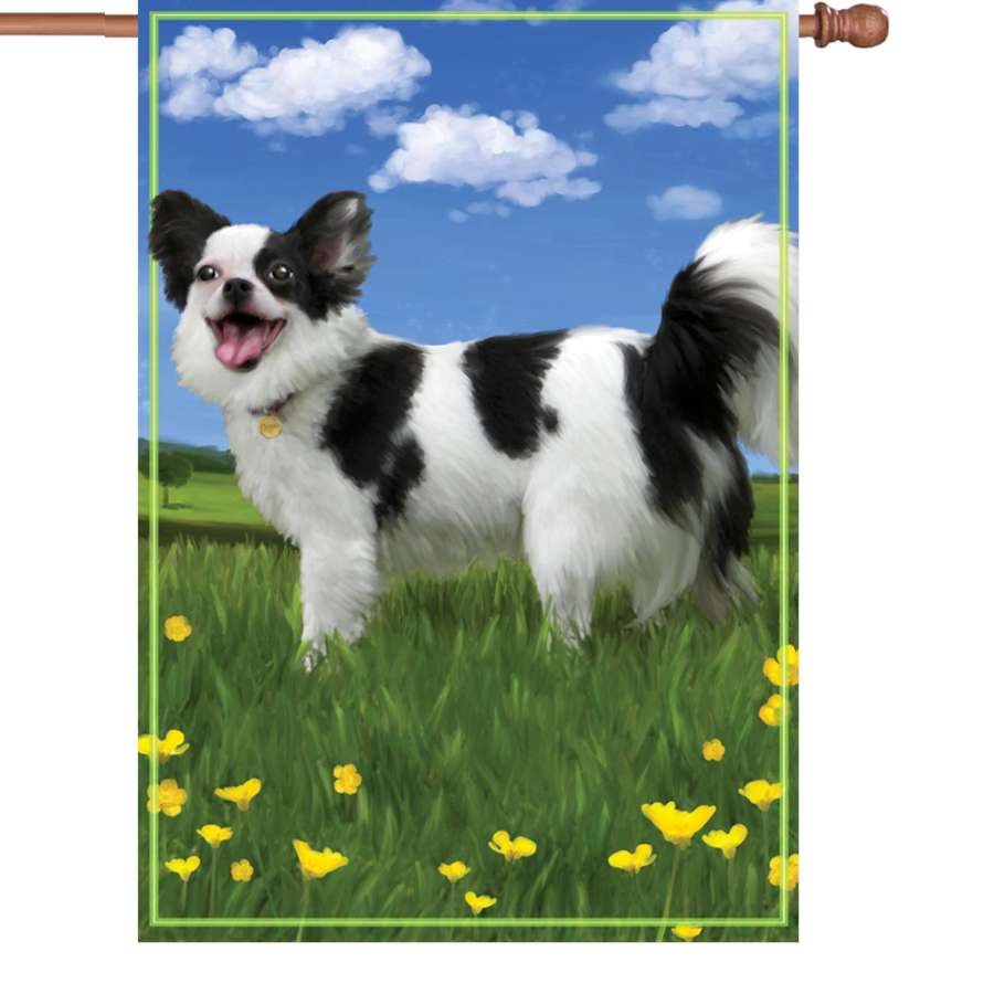 28 inch illuminated Panda The Chihuahua house flag with playful Chihuahua design, bringing cheerful autumn vibes to outdoor spaces.