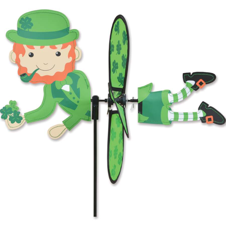 Petite Spinner - Leprechaun garden decoration with colorful leprechaun design twirling in the breeze, enhancing outdoor space joyfully.