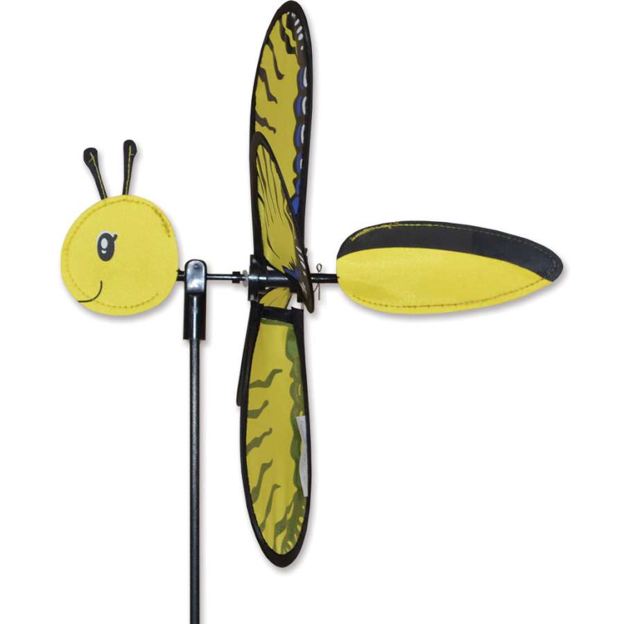 Petite Spinner - Swallowtail with colorful wings spinning in a picturesque garden setting, showcasing vibrant design and durable fabric.