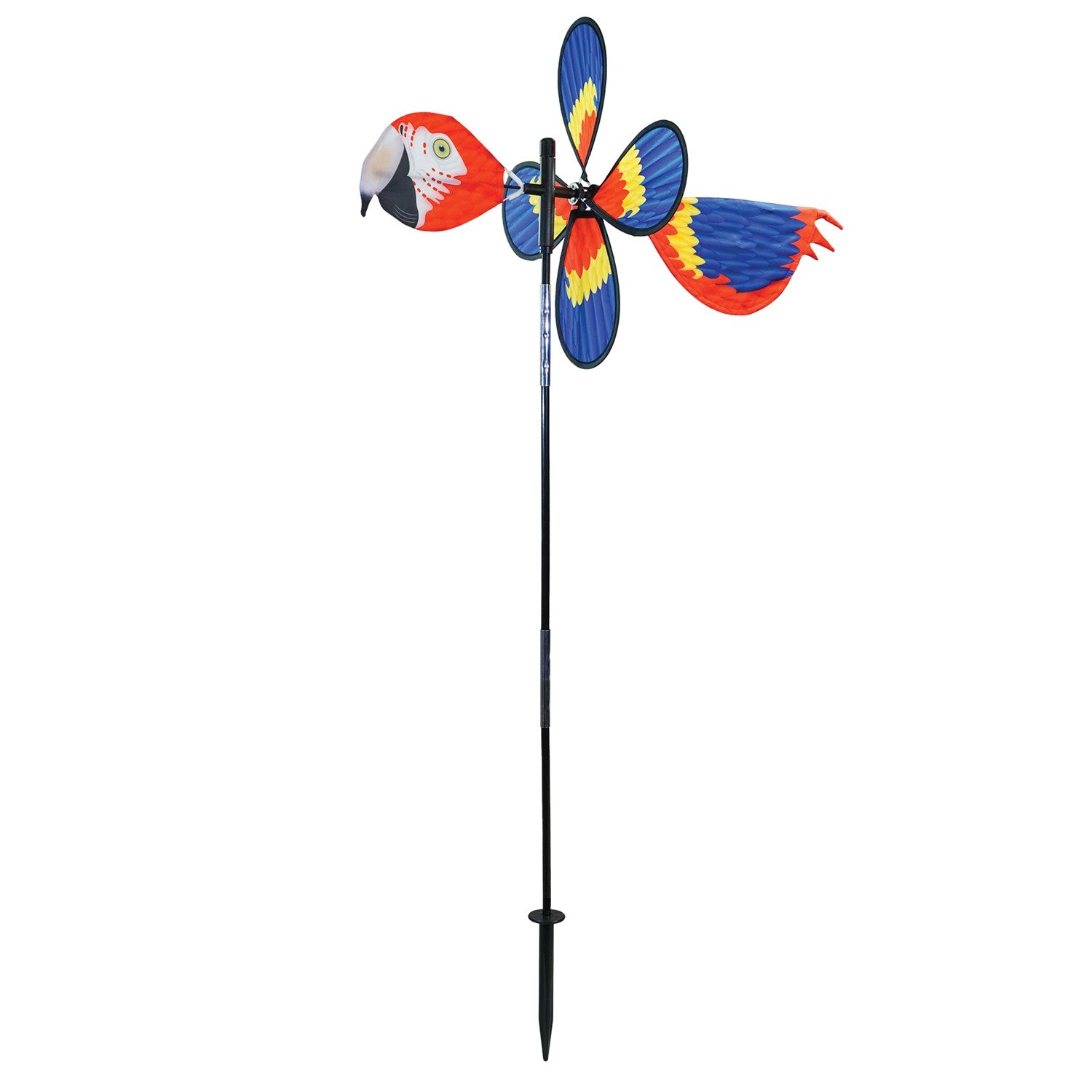 The Pivoting Parrot Bird Spinner showcases a vivid design of a parrot, spinning gracefully in the wind, adding a splash of color to your outdoor space.