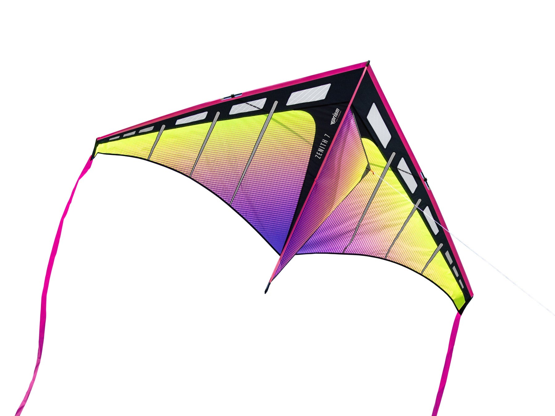 Zenith 7 delta kite with large wingspan, strong pull, and durable frame, perfect for lifting tails and flying in wide open outdoor spaces.