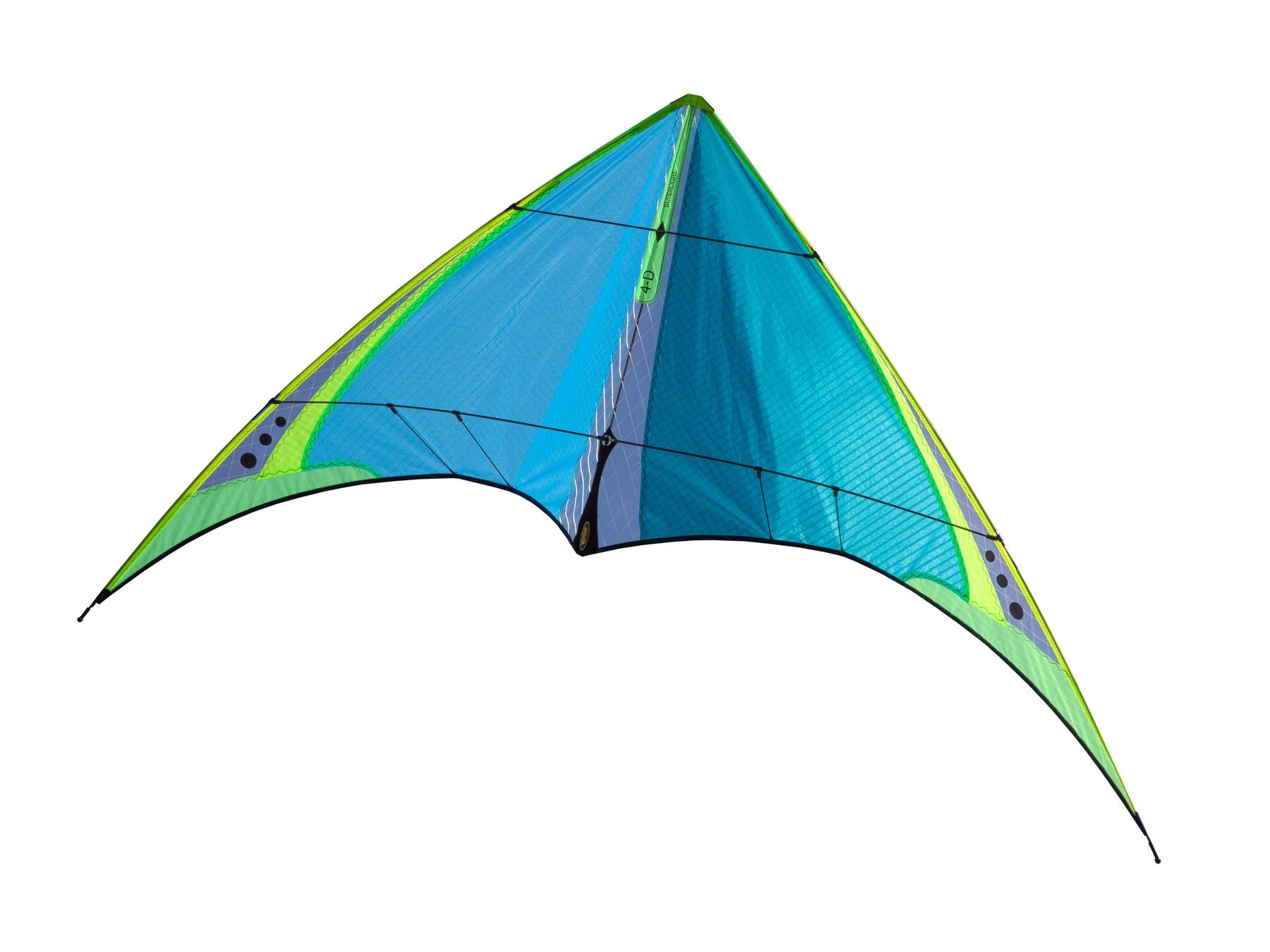 Ultra-light sport kite designed for zero to light wind flying with precise control, balanced freestyle handling, and indoor capability.