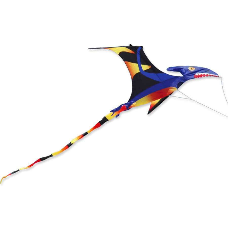 Black wing pterodactyl kite with animated flapping wings and fiberglass-carbon frame for smooth, eerie flight with prehistoric creature motion effects.