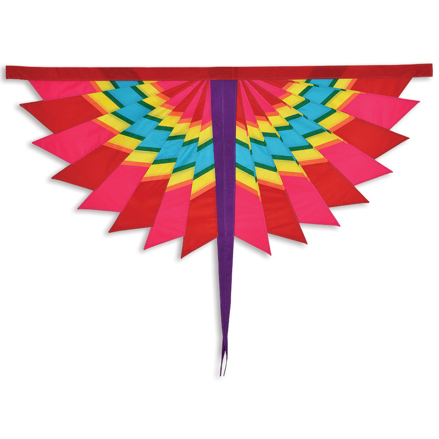 SoundWinds Fandance Banner in crimson red, measuring 60 x 45 inches, displayed outdoors on a pole, fluttering in the wind.