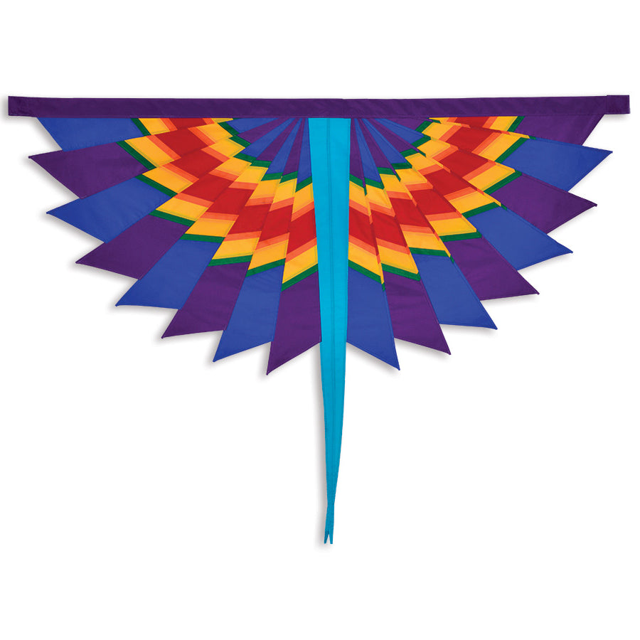 The SoundWinds Fandance Banner showcases a colorful purple and blue design, made from UV-resistant SunTex fabric, ideal for outdoor decoration.