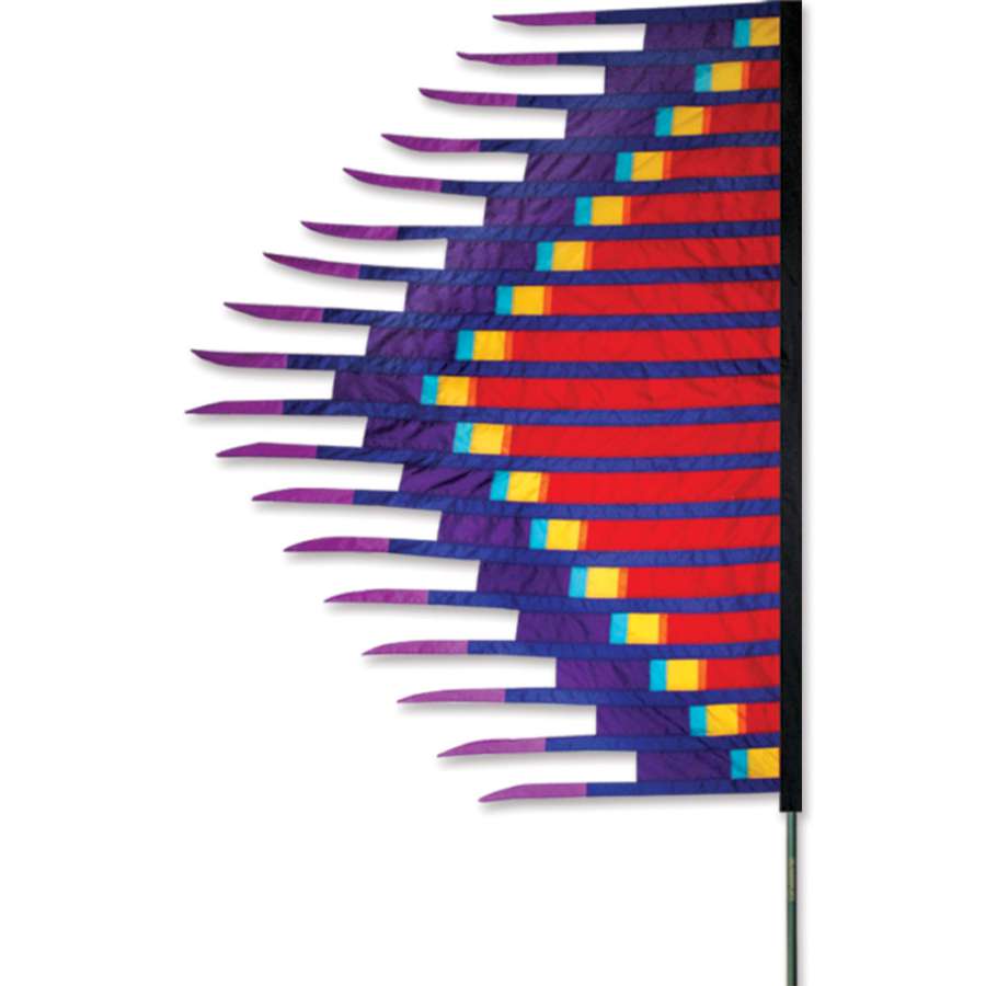 SoundWinds Grass Dance Feather Banner in vibrant colors displayed outdoors, measuring 6.5 ft. by 8.5 ft., capturing movement and artistic flair.