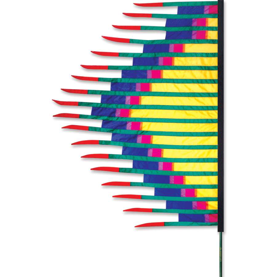 SoundWinds Grass Dance Feather Banner measuring 6.5 ft. x 8.5 ft. featuring vibrant colors and bold patterns displayed in an outdoor setting.