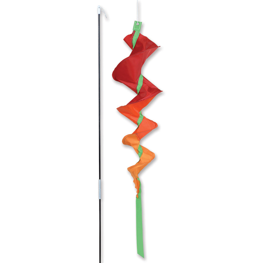 SoundWinds Small Fusilli Spinning Recumbent Bike Windsock in bright orange, measuring 23 inches, designed to enhance visibility and style while biking.