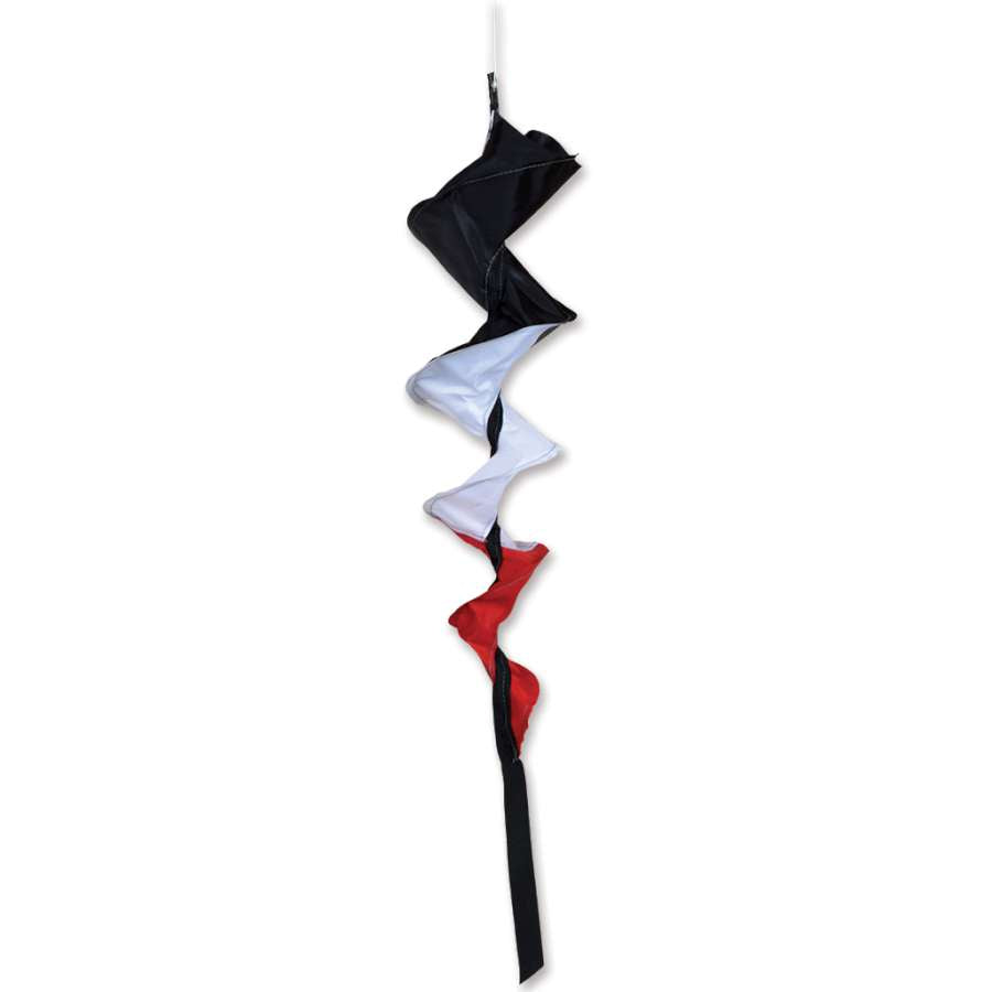 SoundWinds Small Fusilli Spinning Windsock, 23 inches tall, featuring a colorful pasta design, spinning in a light breeze in an outdoor setting.