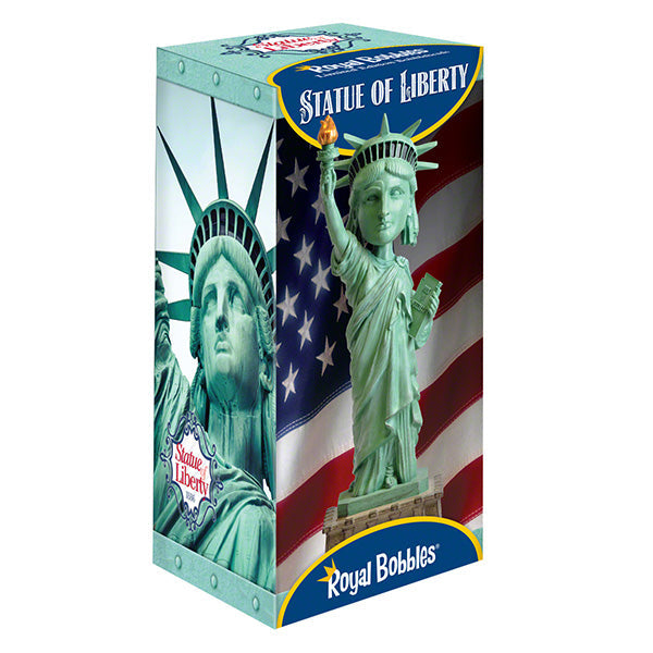 Statue of Liberty bobblehead, 8 inches tall, detailed hand-painted design capturing the iconic statue's features and colors.