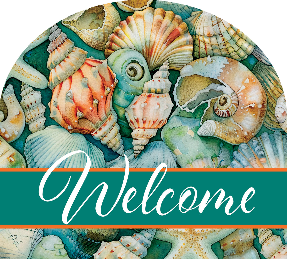 Teal Seashells-Arbor Mates PVC panels displayed in a garden setting showcasing their vibrant seashell design and coastal charm.