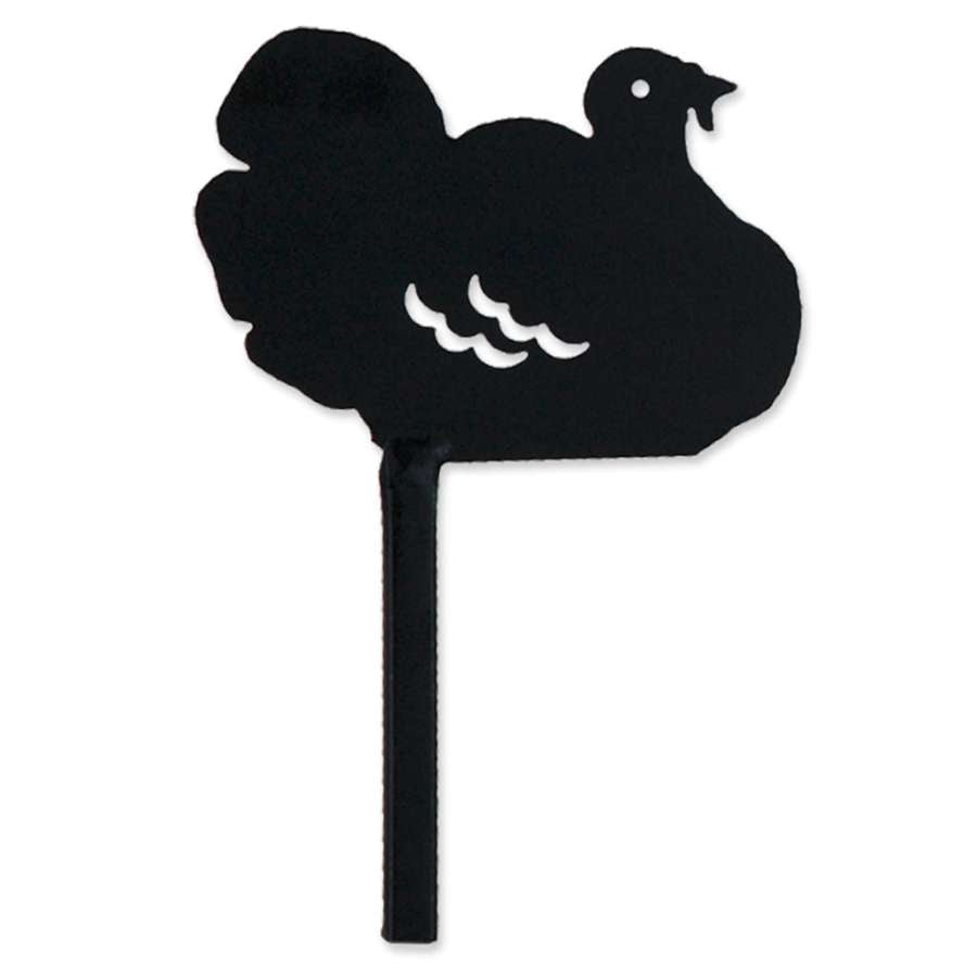 Turkey Flag Finial with a colorful turkey design attached to a garden flag pole, enhancing outdoor decorations during the fall season.