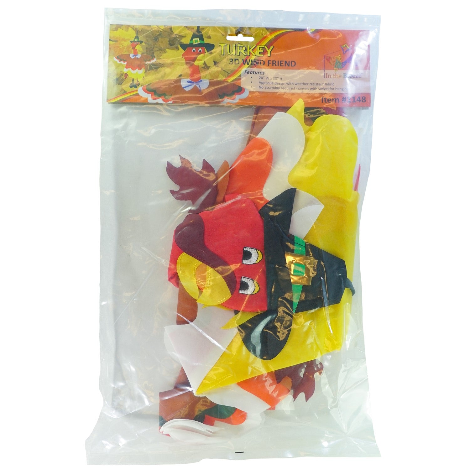 Turkey Wind Friend hangs delightfully as a 3D Thanksgiving decoration, featuring a charming turkey shape and vibrant colors for festive outdoor decor.
