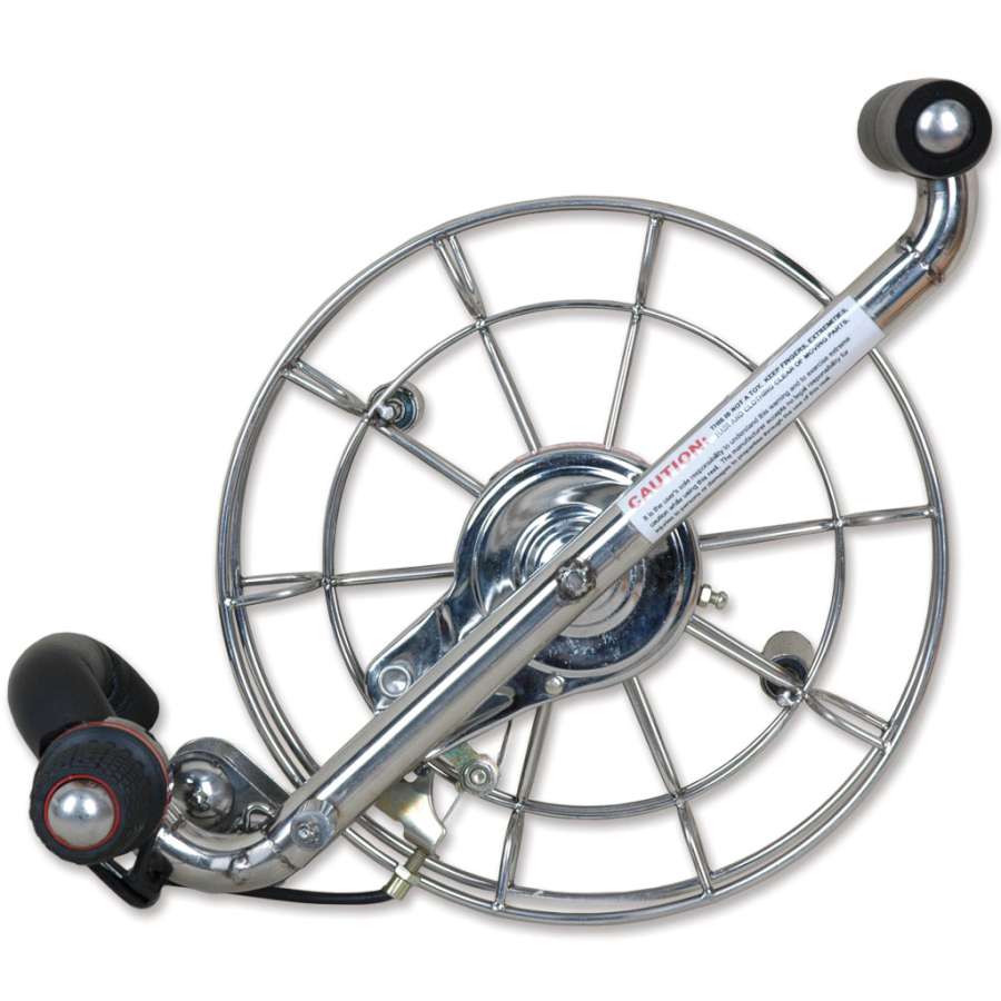 Ultimate Line Winder measuring 10 inches, designed for storing kite lines up to 90 lb. test, showcased on a grass field during kite flying.