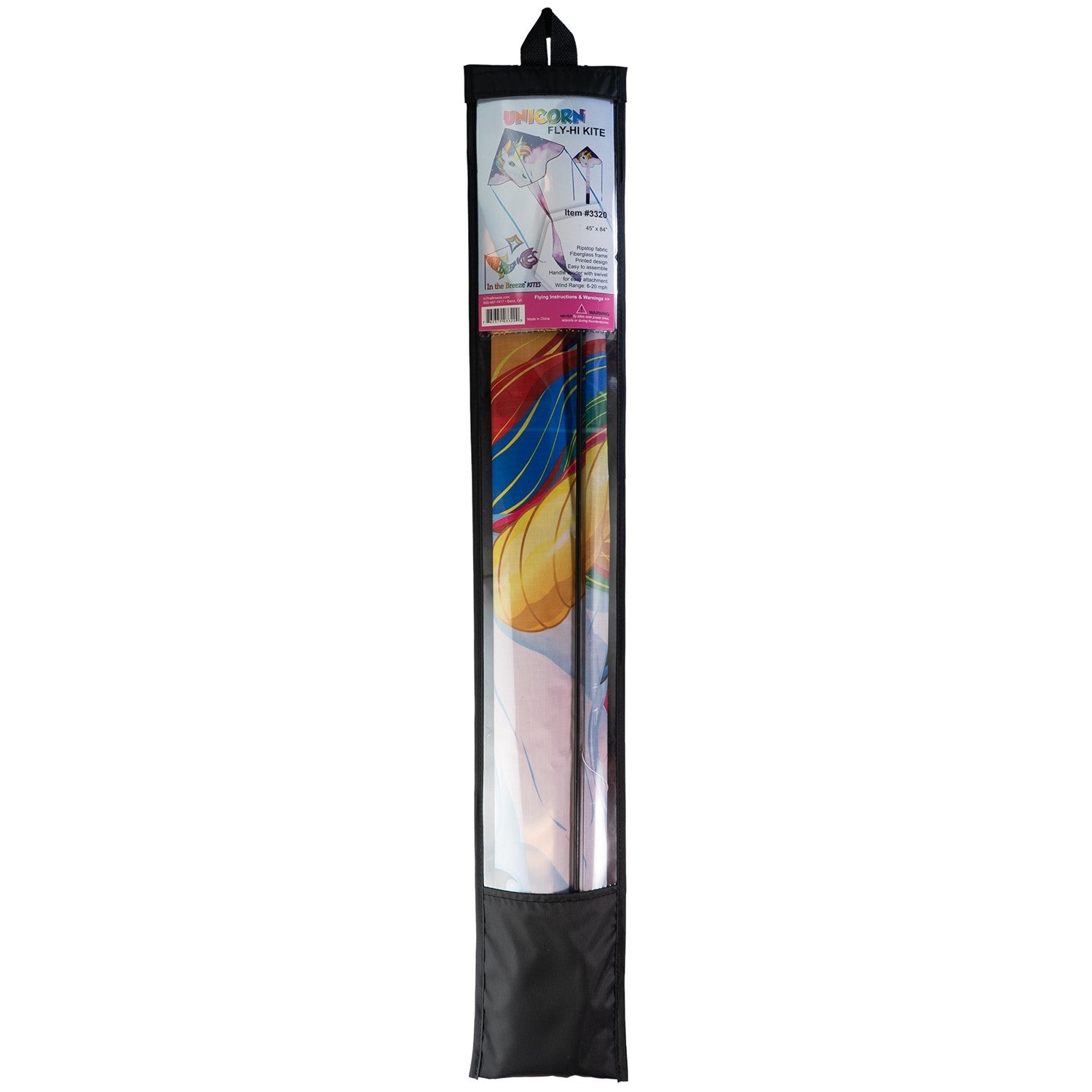 The Unicorn 45" Fly-Hi Kite features a colorful, fantasy-themed design that captivates as it soars, perfect for outdoor flying adventures with family.