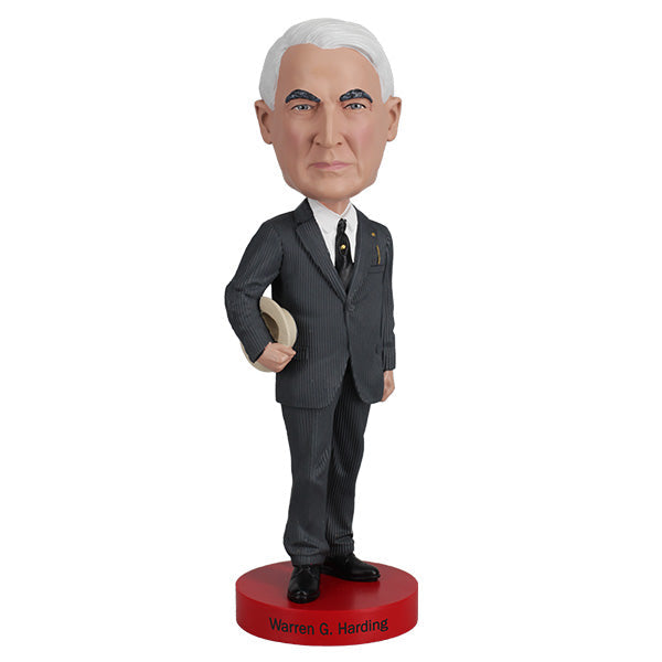 Warren G. Harding bobblehead standing 7 inches tall, intricately detailed, depicting the 29th President of the United States in historical attire.